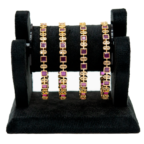 Elegant Gold-Plated Purple Stone Bangles for Women